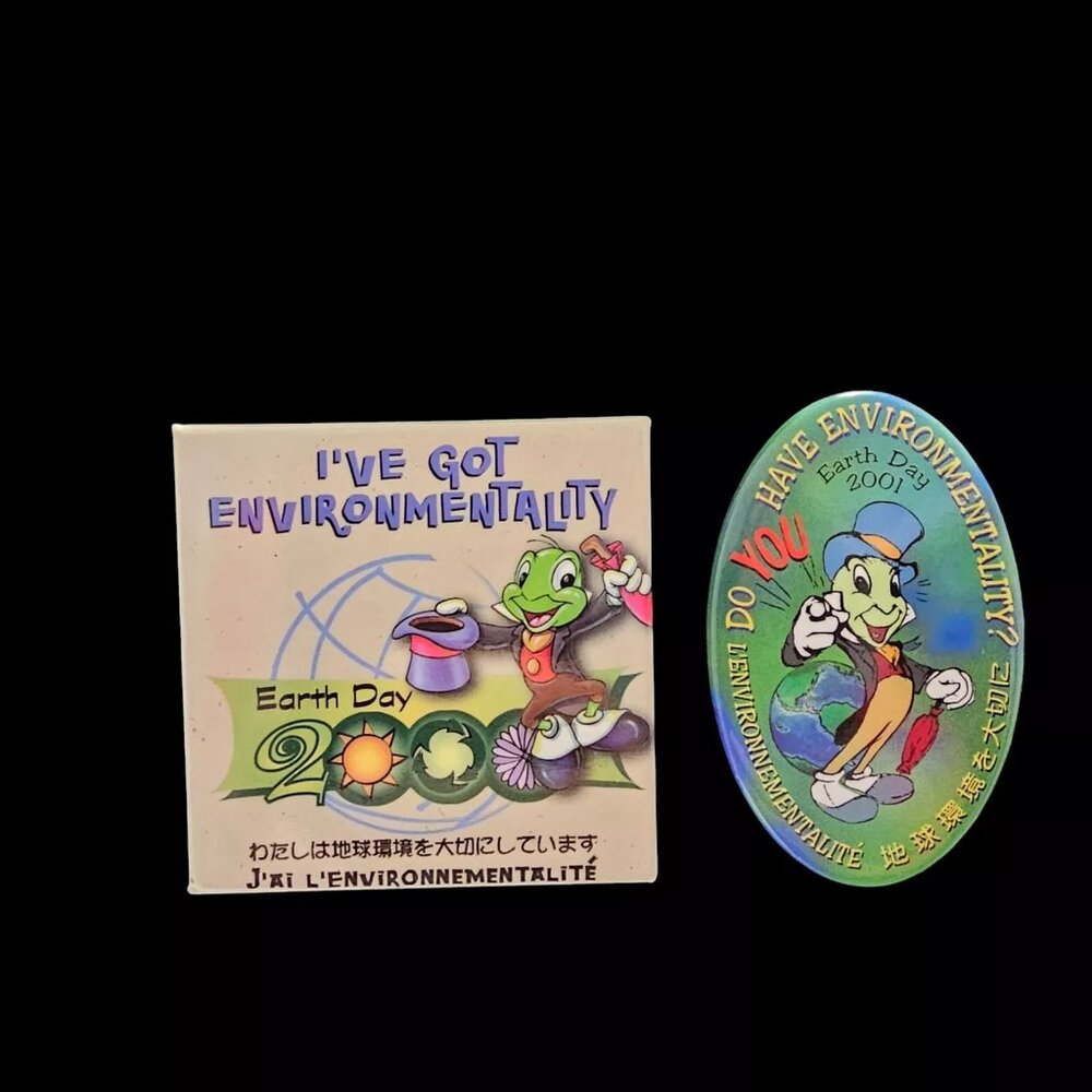 Jiminy Cricket Environmentality Earth Day 2000 2001 Disney Pin Button